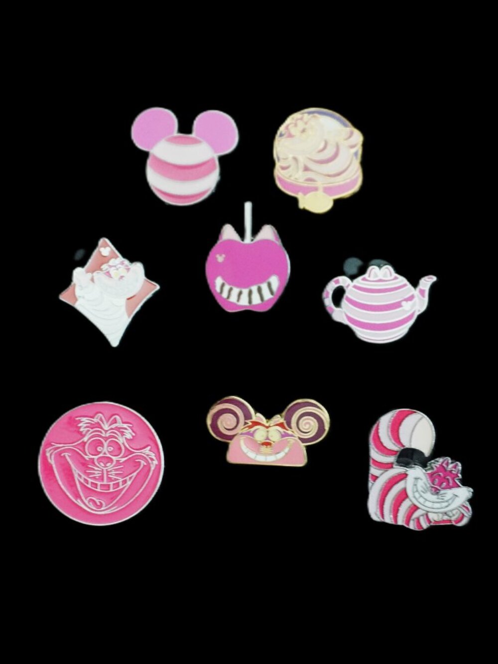Disney Pin Trading 8 Pin Lot Featuring Chesire Cat from Alice in Wonderland (063